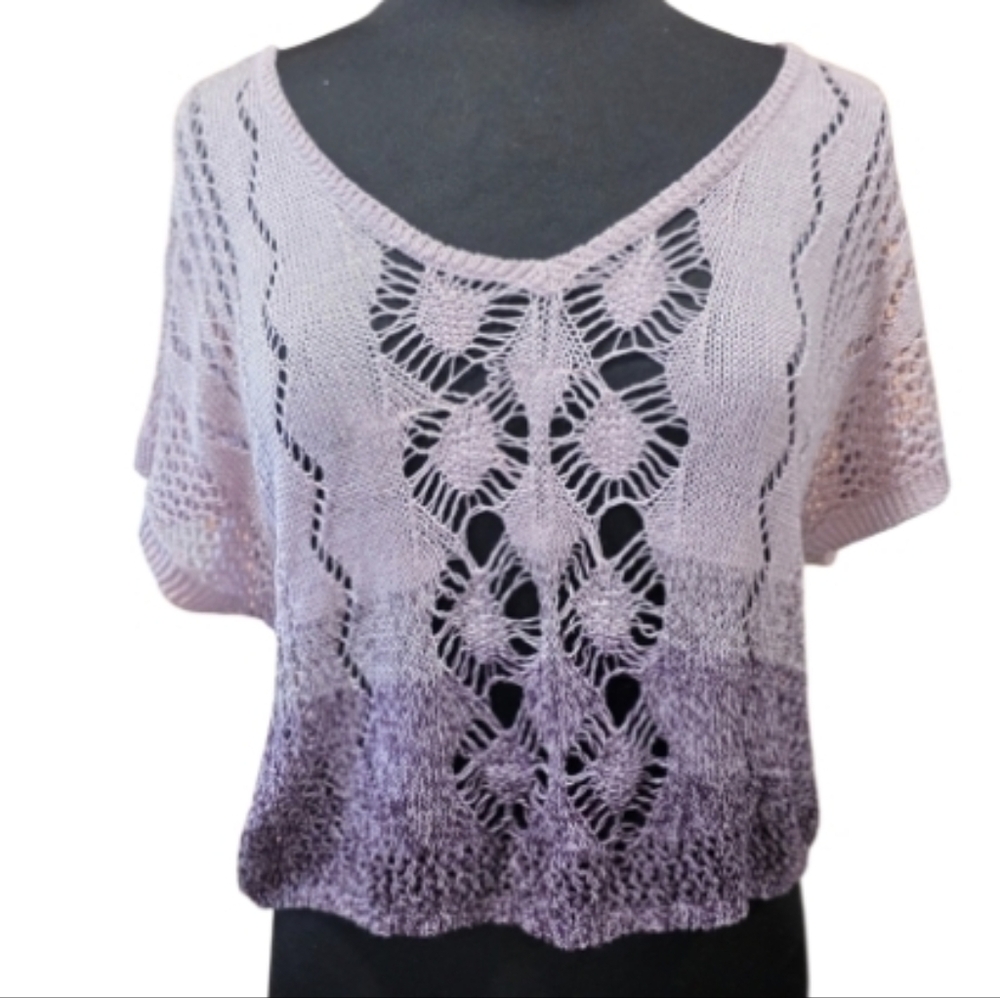 Vintage Y2K Juniper Ln Purple Ombre Women's Sweater Sheer Boho Top